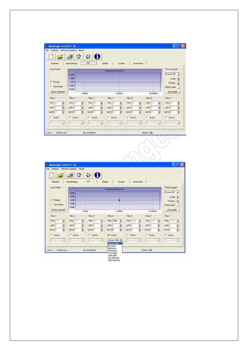 E.q. tab, Filter selection, Messenger operating manual | ATEIS Messenger Series User Manual | Page 15 / 38