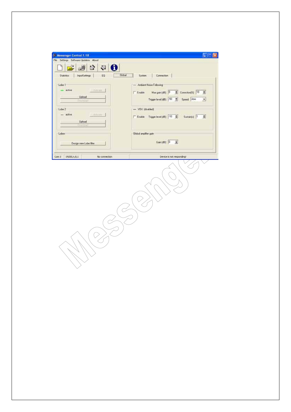 Global tab, Lobal tab, Messenger operating manual | ATEIS Messenger Series User Manual | Page 17 / 38