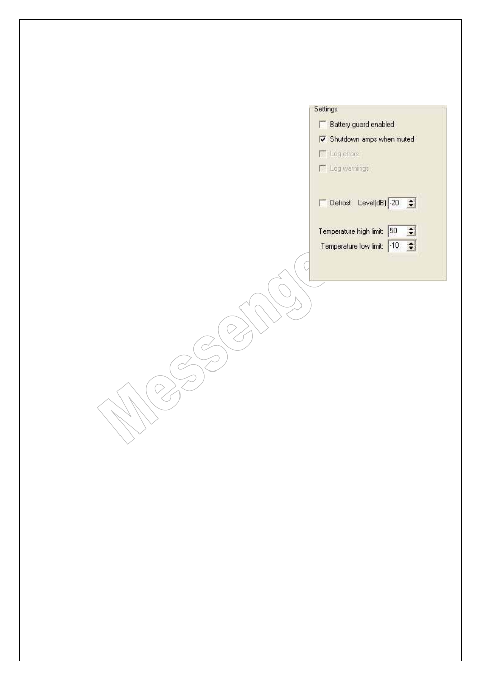 Settings, Ettings, Messenger operating manual | ATEIS Messenger Series User Manual | Page 22 / 38