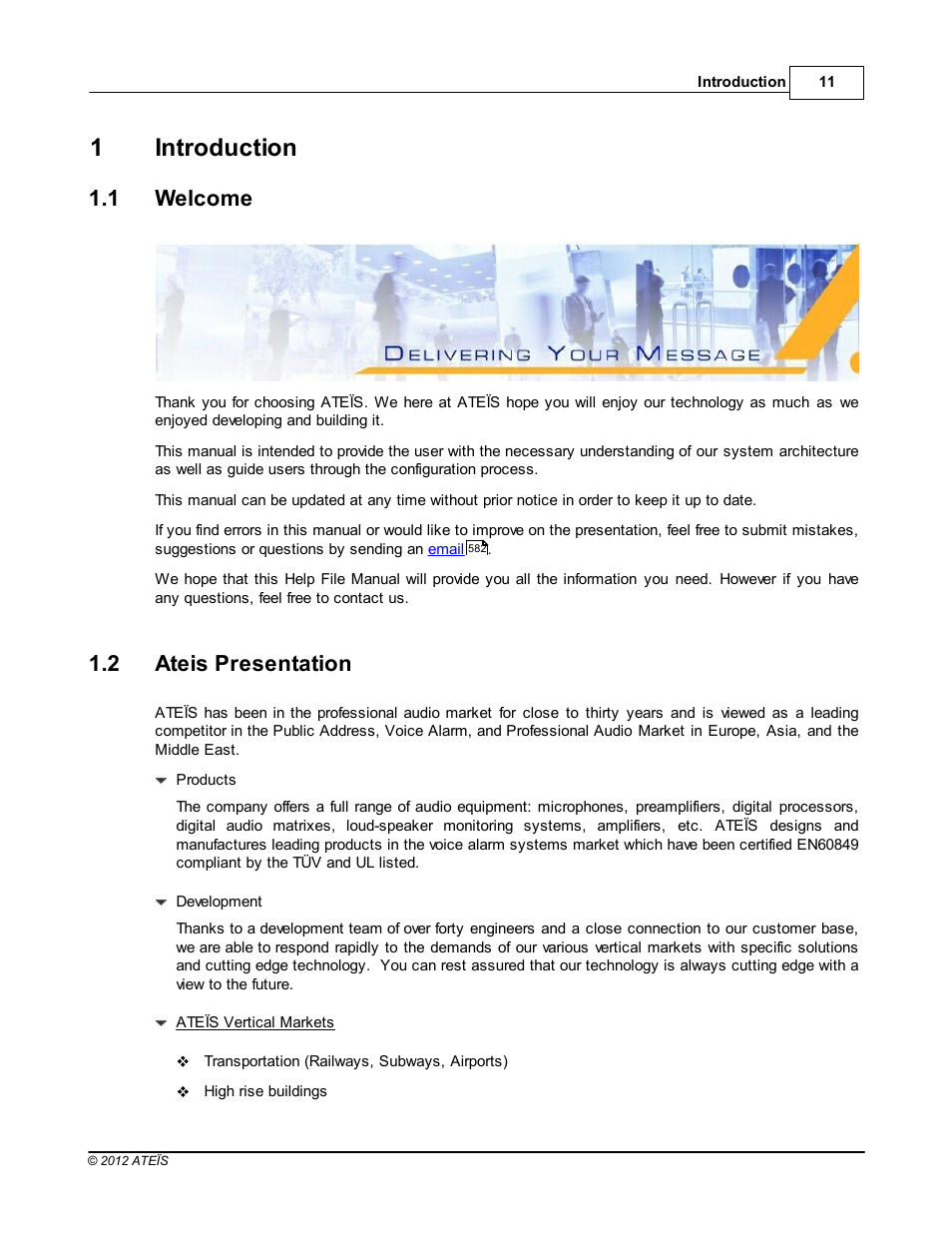 Introduction, Welcome, Ateis presentation | 1introduction, 1 welcome, 2 ateis presentation | ATEIS IDA8 User Manual | Page 11 / 582