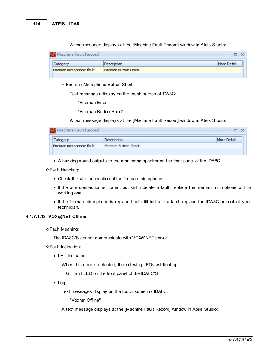 Vox@net offline, Vox@net error | ATEIS IDA8 User Manual | Page 114 / 582