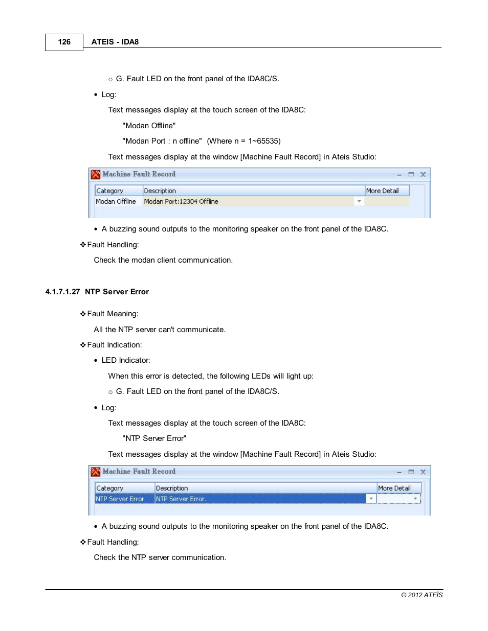 Ntp server error | ATEIS IDA8 User Manual | Page 126 / 582