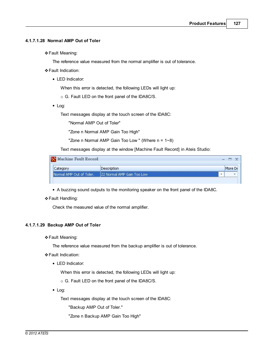 Normal amp out of toler, Backup amp out of toler | ATEIS IDA8 User Manual | Page 127 / 582