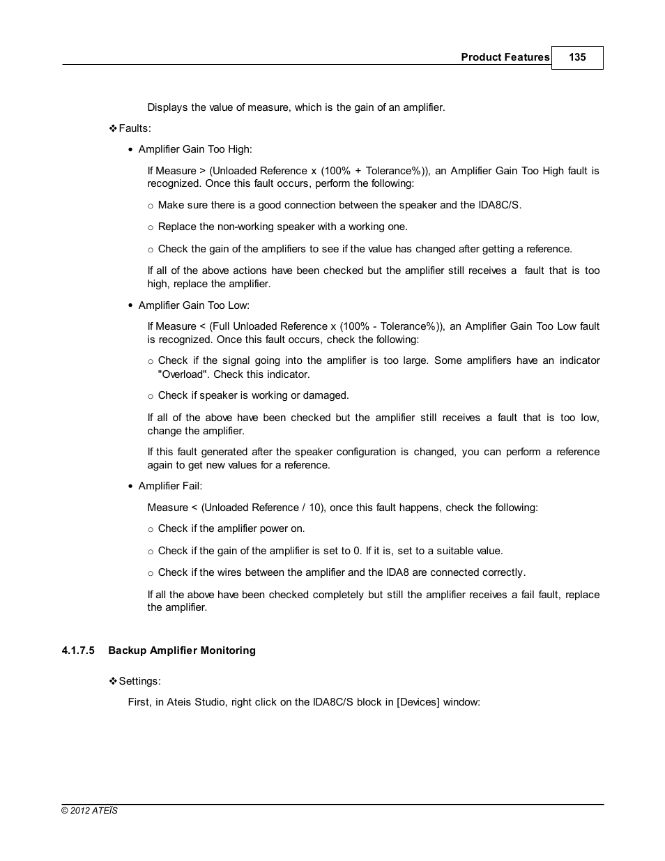 Backup amplifier monitoring | ATEIS IDA8 User Manual | Page 135 / 582