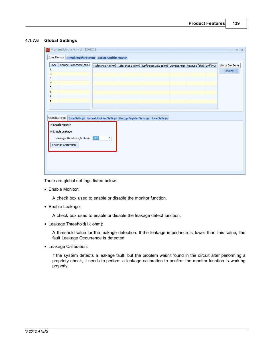 Global settings | ATEIS IDA8 User Manual | Page 139 / 582