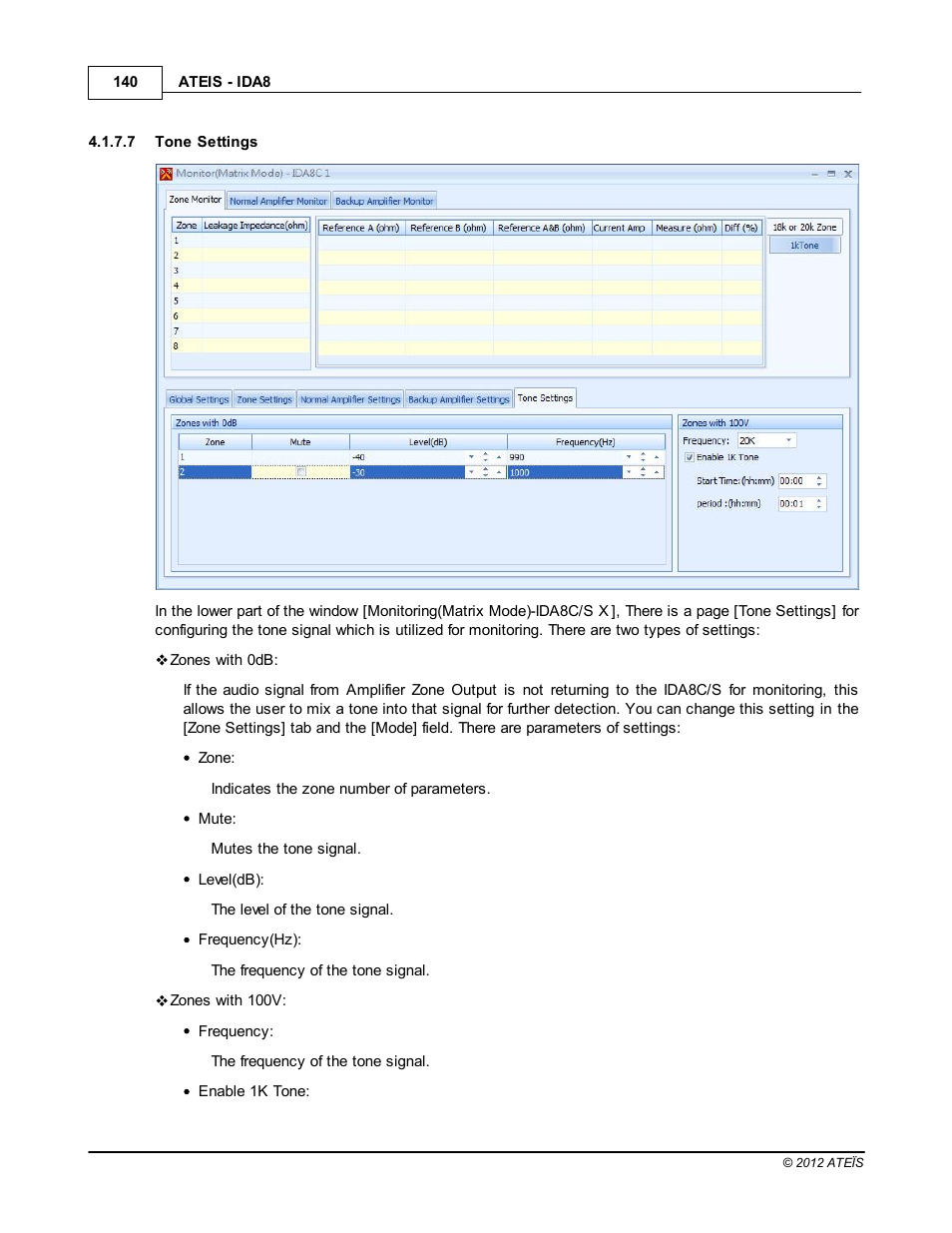 Tone settings | ATEIS IDA8 User Manual | Page 140 / 582