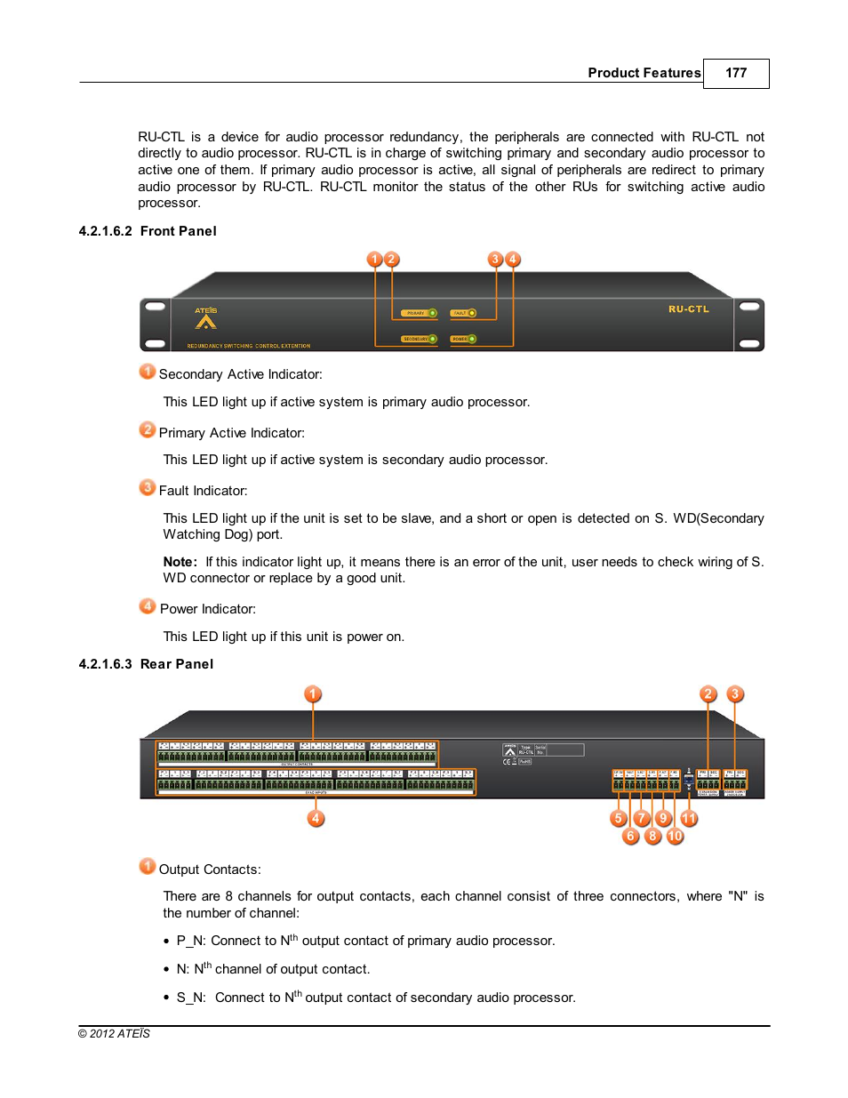 Front panel, Rear panel | ATEIS IDA8 User Manual | Page 177 / 582