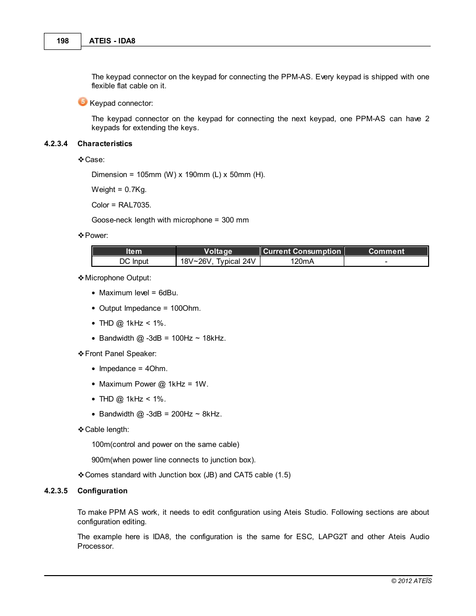 Characteristics, Configuration | ATEIS IDA8 User Manual | Page 198 / 582