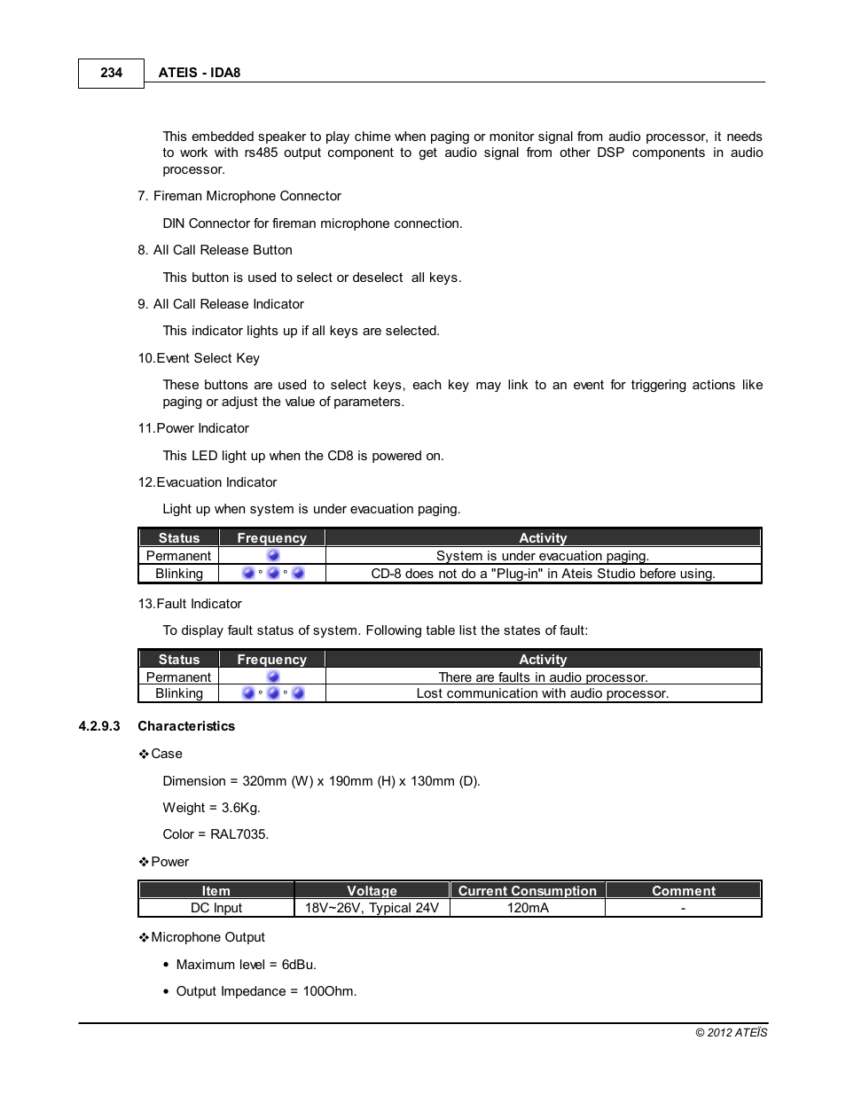 Characteristics | ATEIS IDA8 User Manual | Page 234 / 582