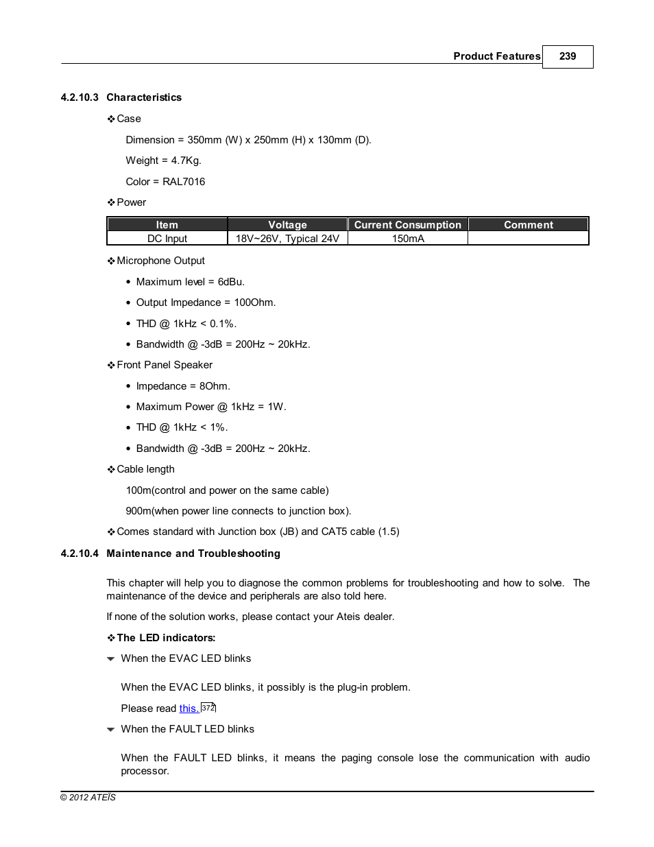 Characteristics, Maintenance and troubleshooting | ATEIS IDA8 User Manual | Page 239 / 582