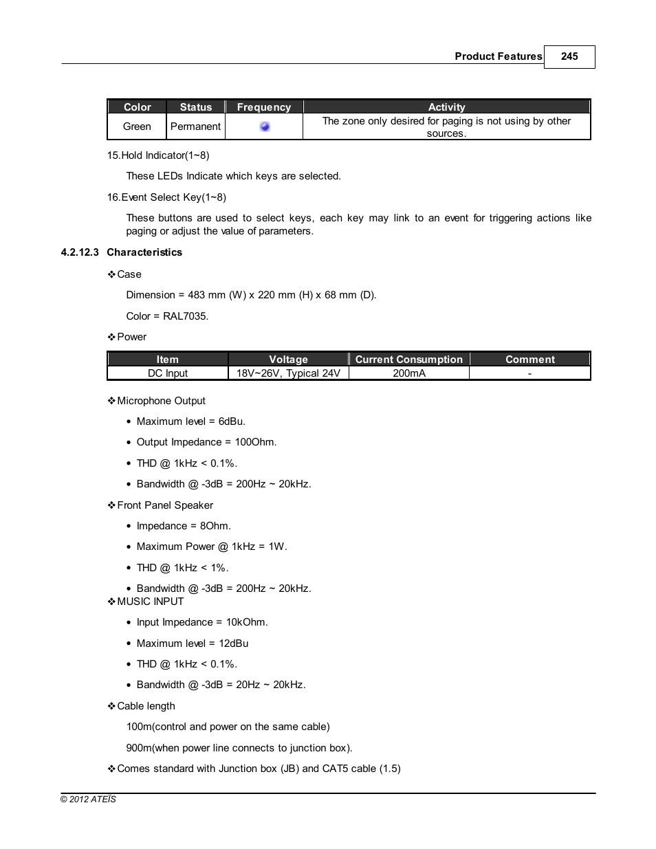 Characteristics | ATEIS IDA8 User Manual | Page 245 / 582