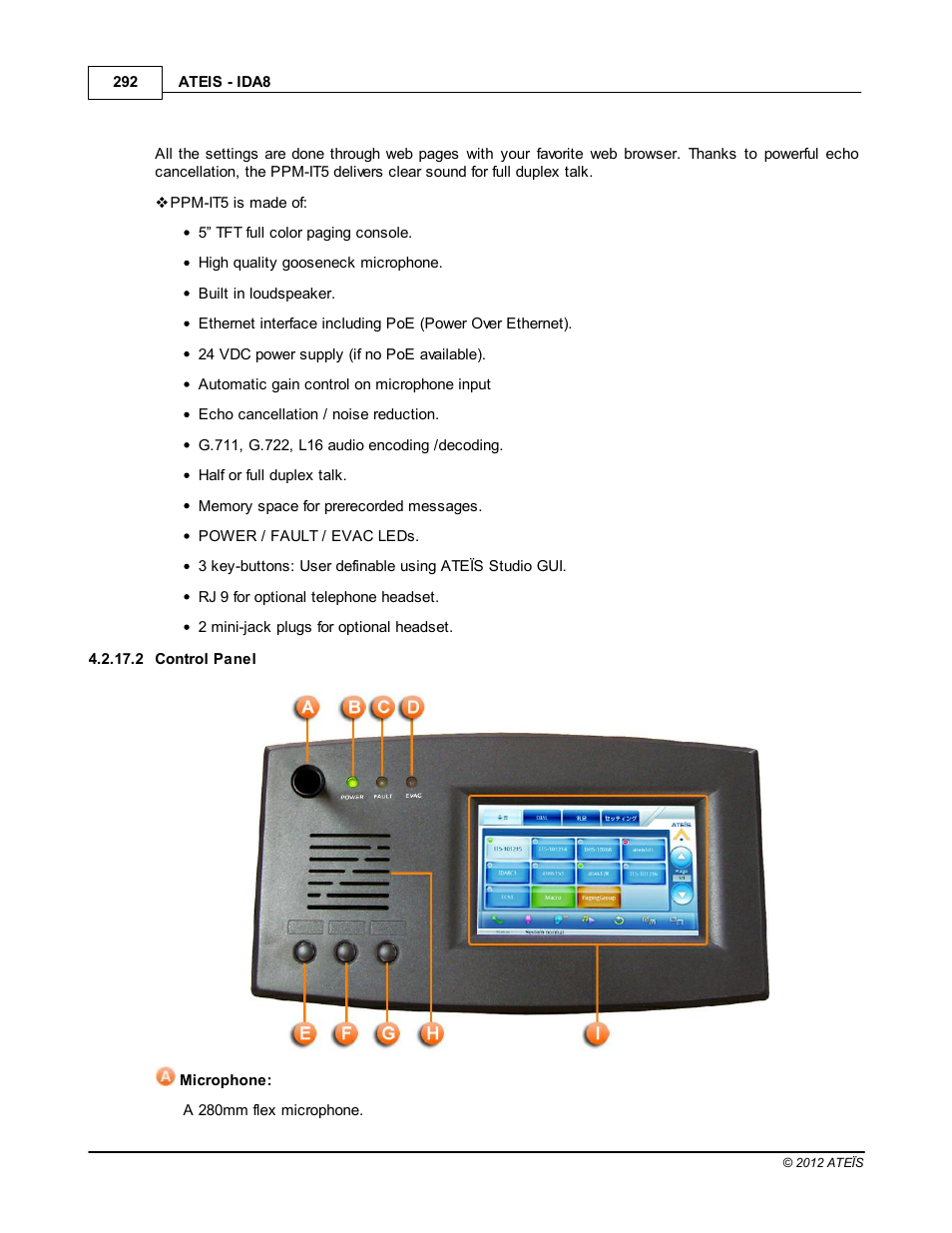 Control panel | ATEIS IDA8 User Manual | Page 292 / 582