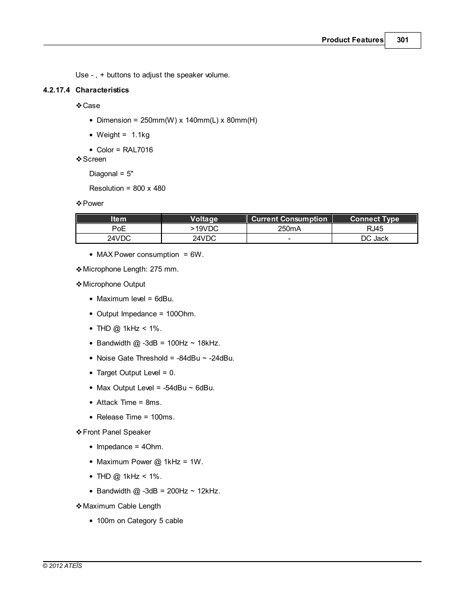 Characteristics | ATEIS IDA8 User Manual | Page 301 / 582