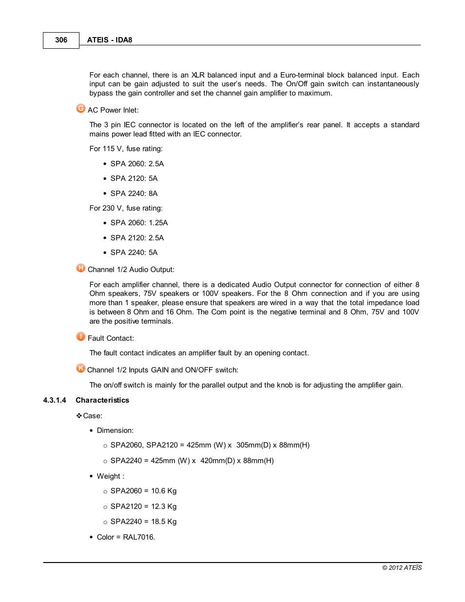 Characteristics | ATEIS IDA8 User Manual | Page 306 / 582