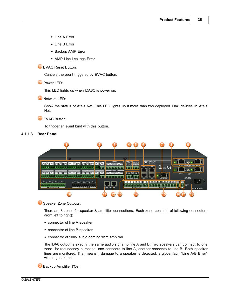 Rear panel | ATEIS IDA8 User Manual | Page 35 / 582