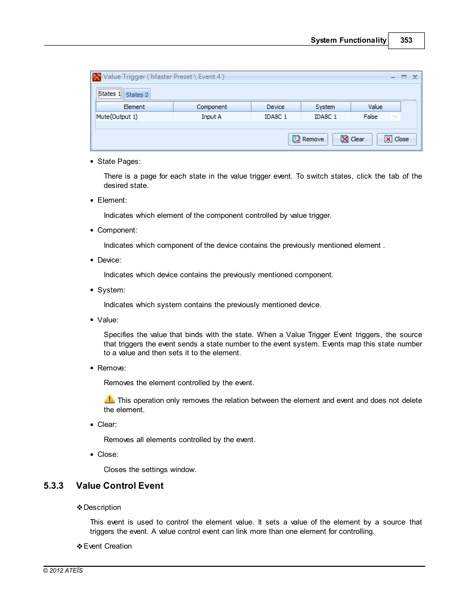 Value control event | ATEIS IDA8 User Manual | Page 353 / 582