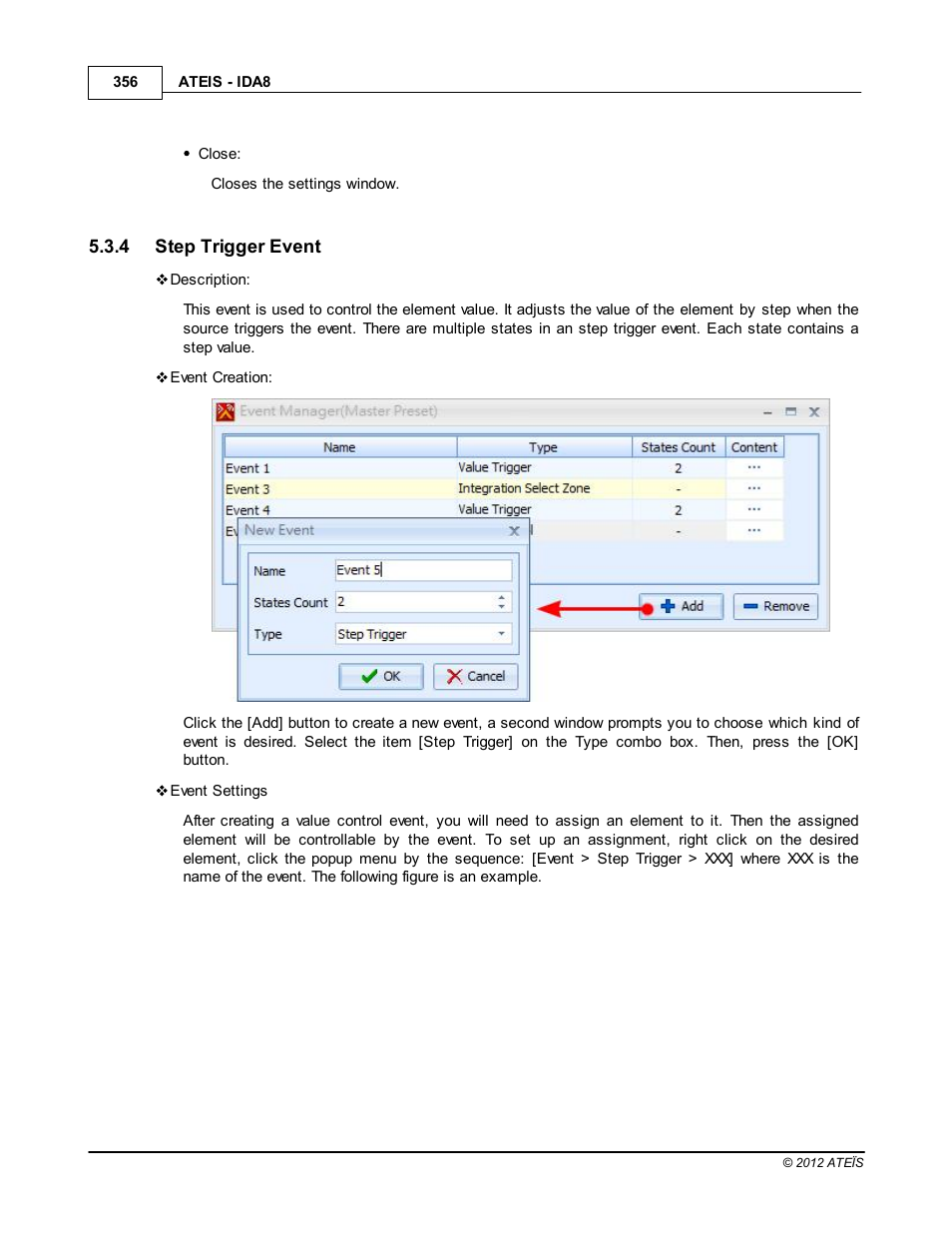 Step trigger event | ATEIS IDA8 User Manual | Page 356 / 582