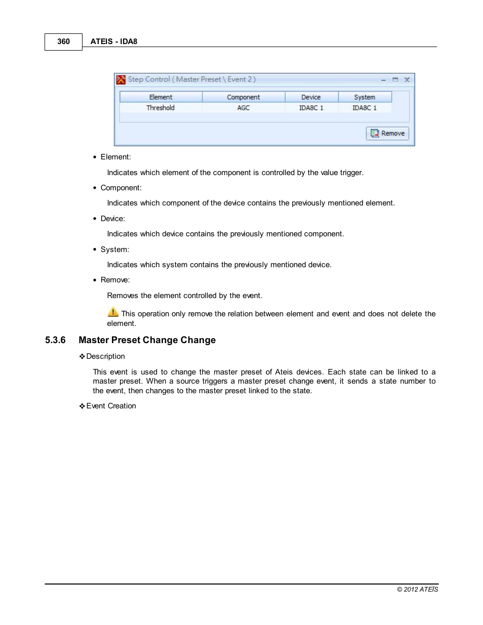 Master preset change change | ATEIS IDA8 User Manual | Page 360 / 582