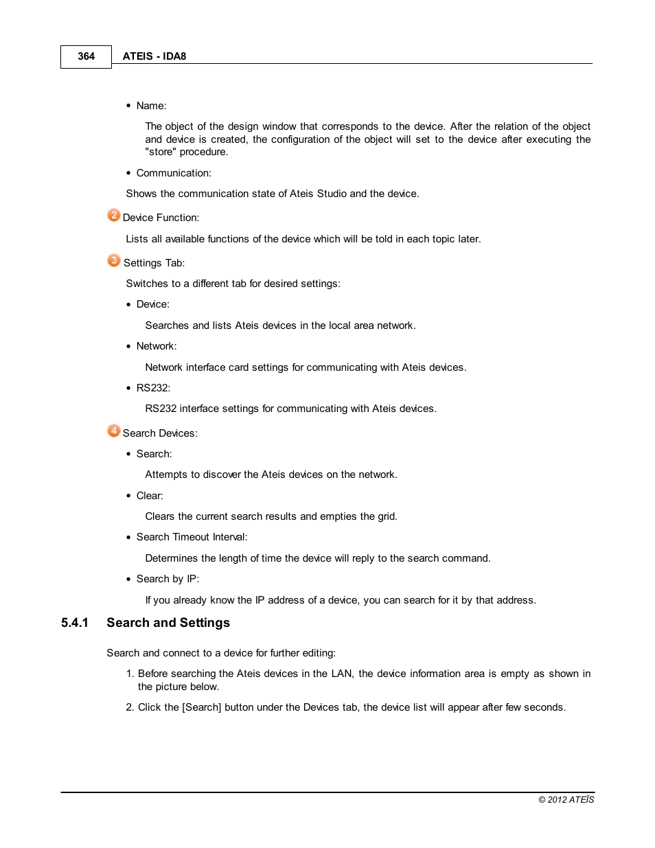 Search and settings | ATEIS IDA8 User Manual | Page 364 / 582