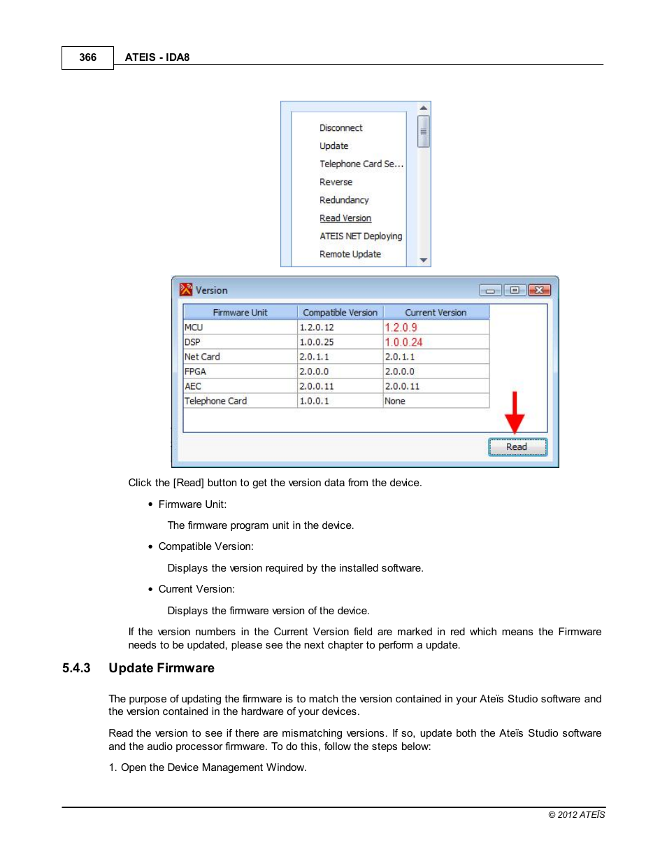 Update firmware | ATEIS IDA8 User Manual | Page 366 / 582