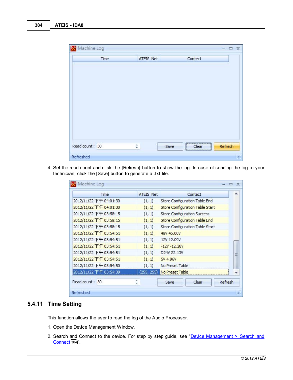 Time setting | ATEIS IDA8 User Manual | Page 384 / 582