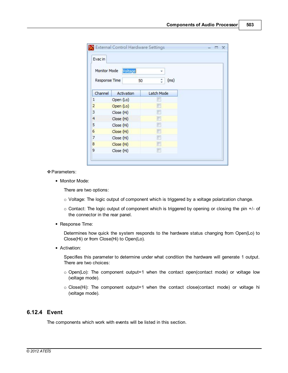 Event | ATEIS IDA8 User Manual | Page 503 / 582