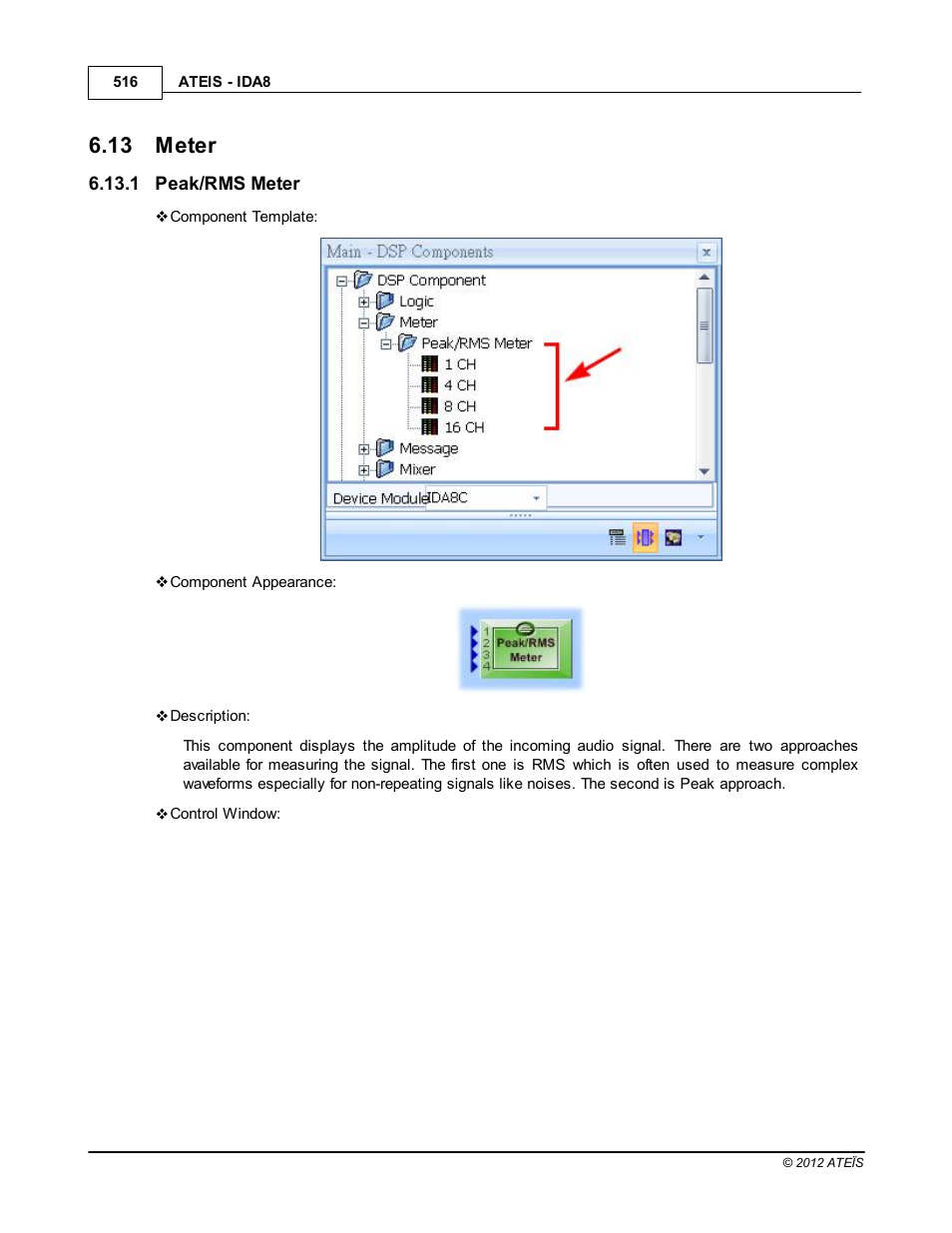 Meter, Peak/rms meter, 13 meter | ATEIS IDA8 User Manual | Page 516 / 582