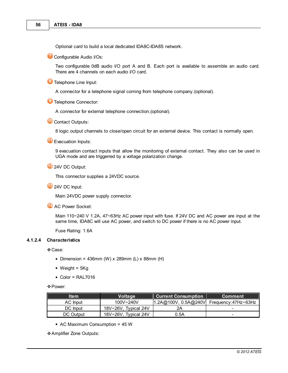 Characteristics | ATEIS IDA8 User Manual | Page 56 / 582
