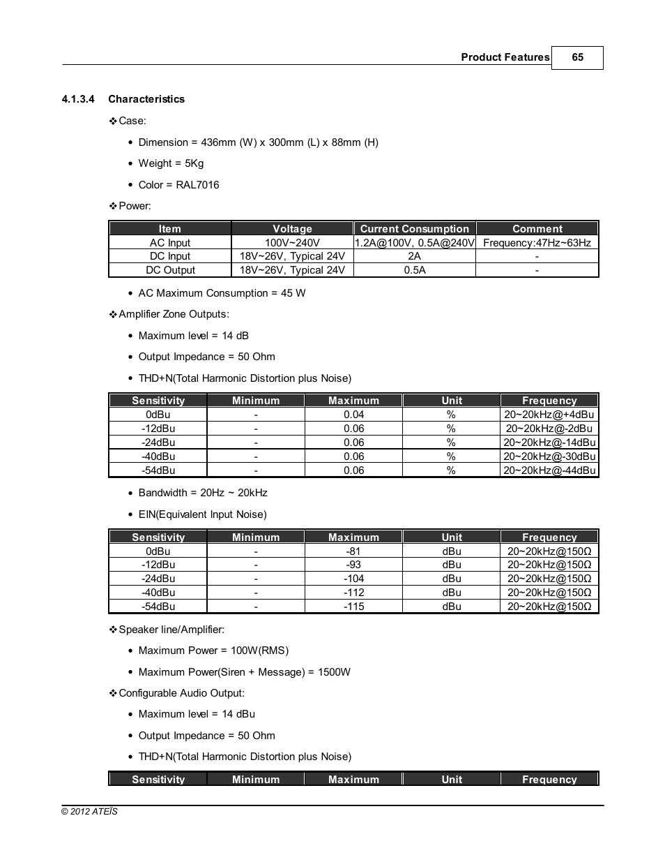 Characteristics | ATEIS IDA8 User Manual | Page 65 / 582