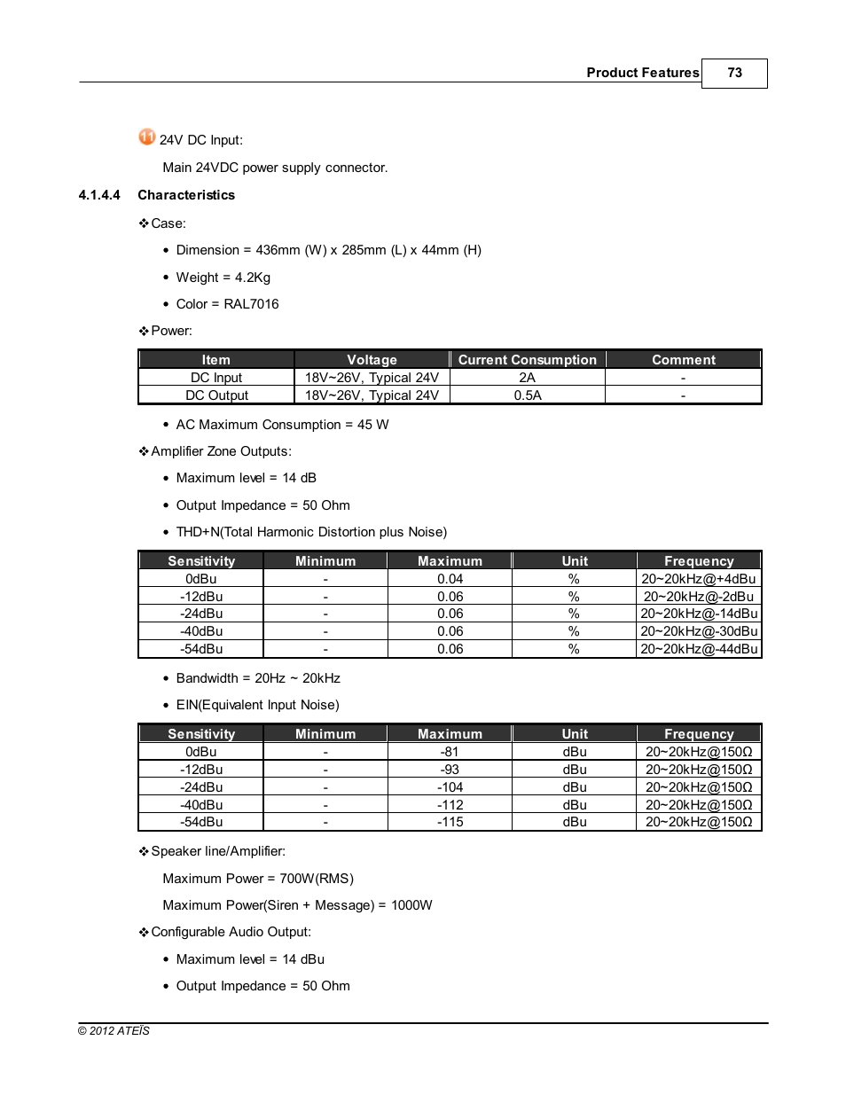 Characteristics | ATEIS IDA8 User Manual | Page 73 / 582