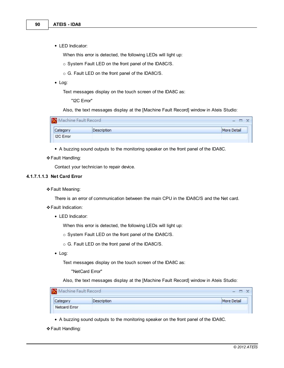 Net card error | ATEIS IDA8 User Manual | Page 90 / 582