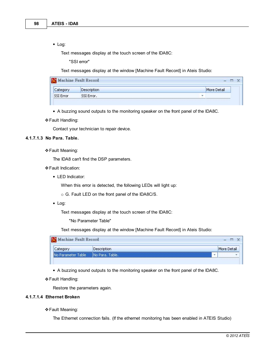 No para. table, Ethernet broken | ATEIS IDA8 User Manual | Page 98 / 582