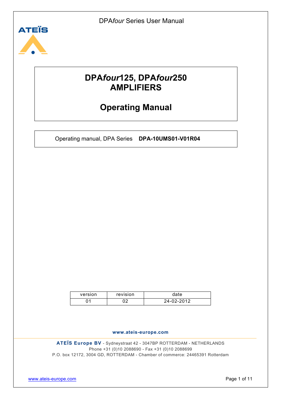 ATEIS DPAfour125 User Manual | 11 pages