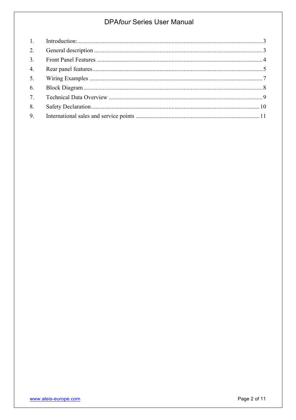 Dpa four series user manual | ATEIS DPAfour125 User Manual | Page 2 / 11