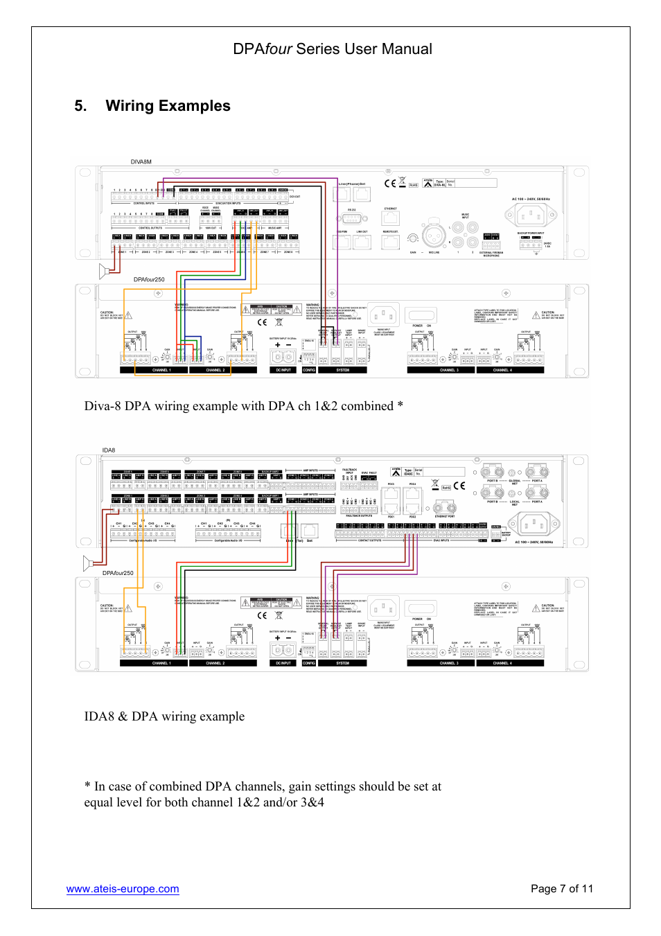 Dpa four series user manual, Wiring examples | ATEIS DPAfour125 User Manual | Page 7 / 11