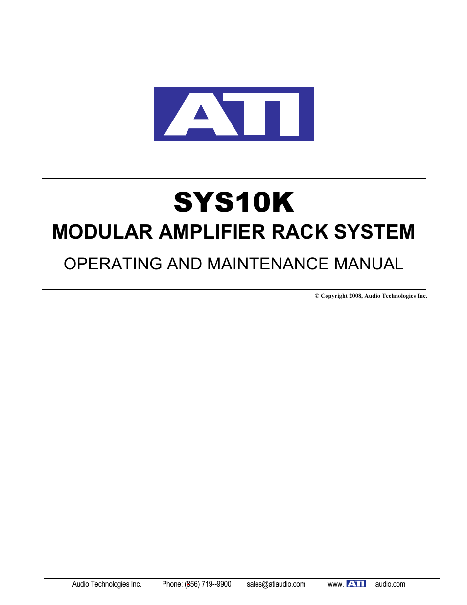 ATI Audio SYS10K User Manual | 5 pages