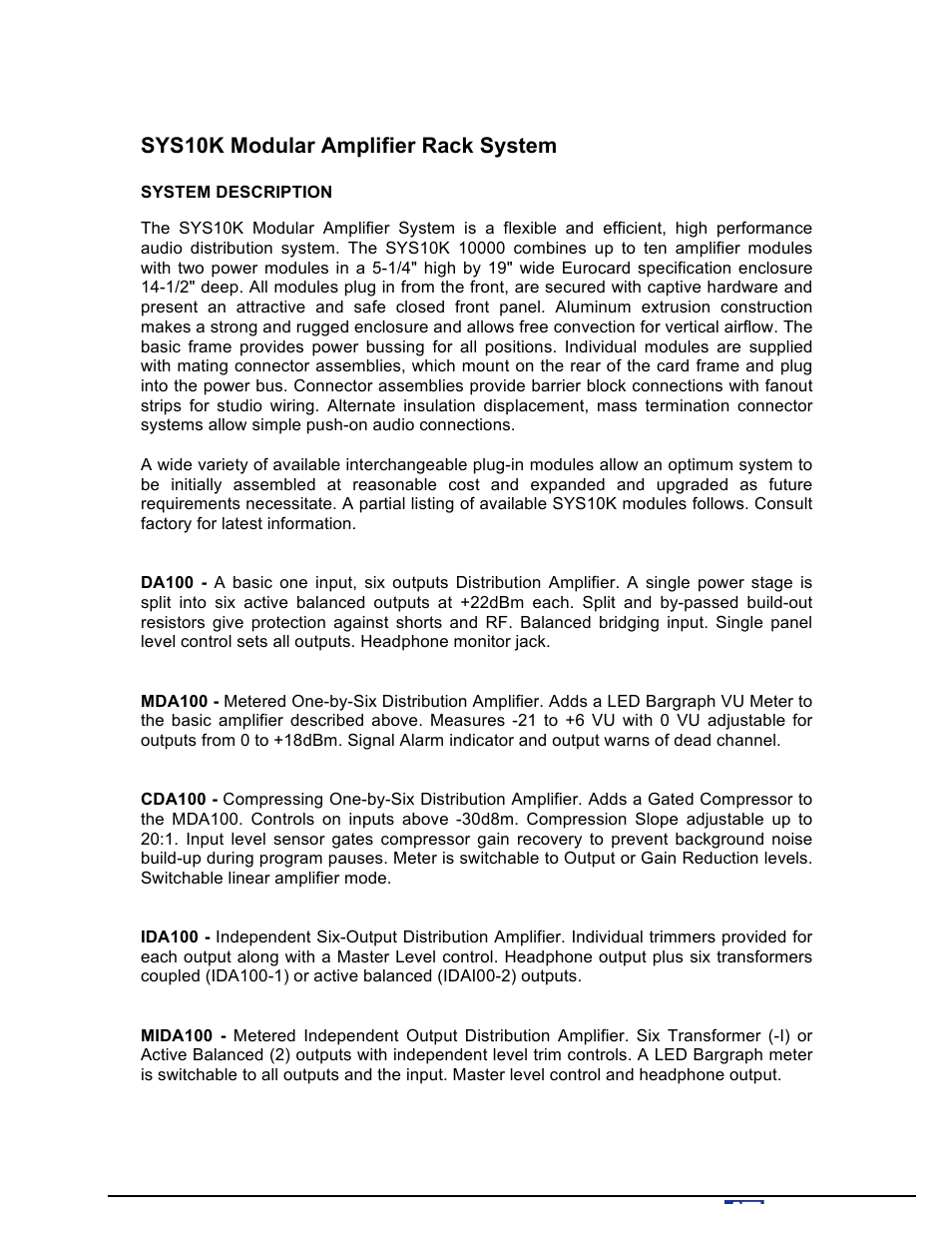 Sys10k modular amplifier rack system | ATI Audio SYS10K User Manual | Page 2 / 5
