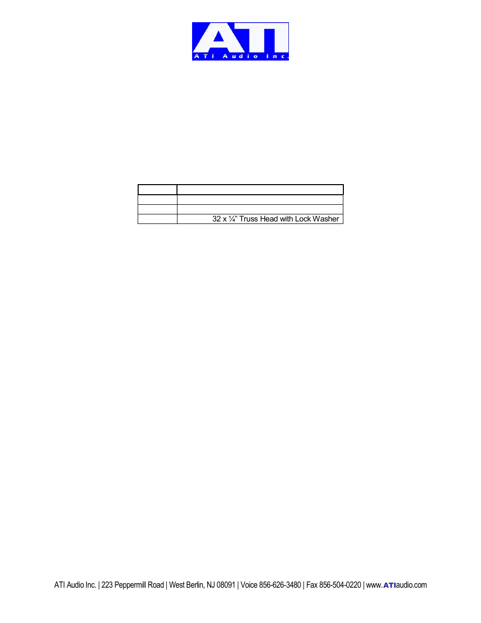 ATI Audio 20273-501 User Manual | 1 page