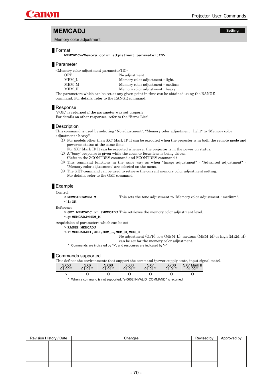 Memcadj | Canon SX 50 User Manual | Page 76 / 244