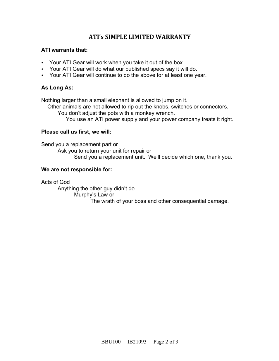 ATI Audio BBU100 User Manual | Page 2 / 3
