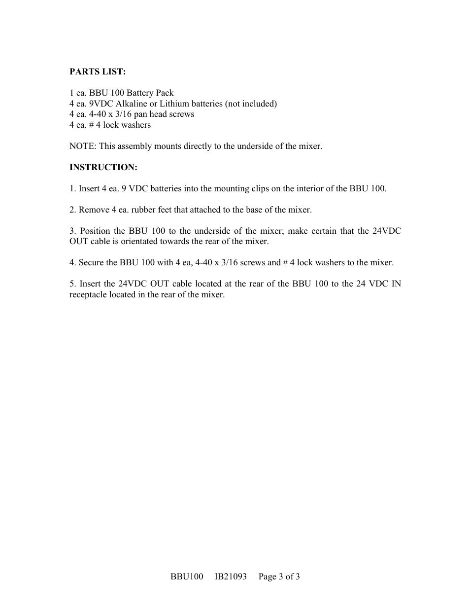 ATI Audio BBU100 User Manual | Page 3 / 3