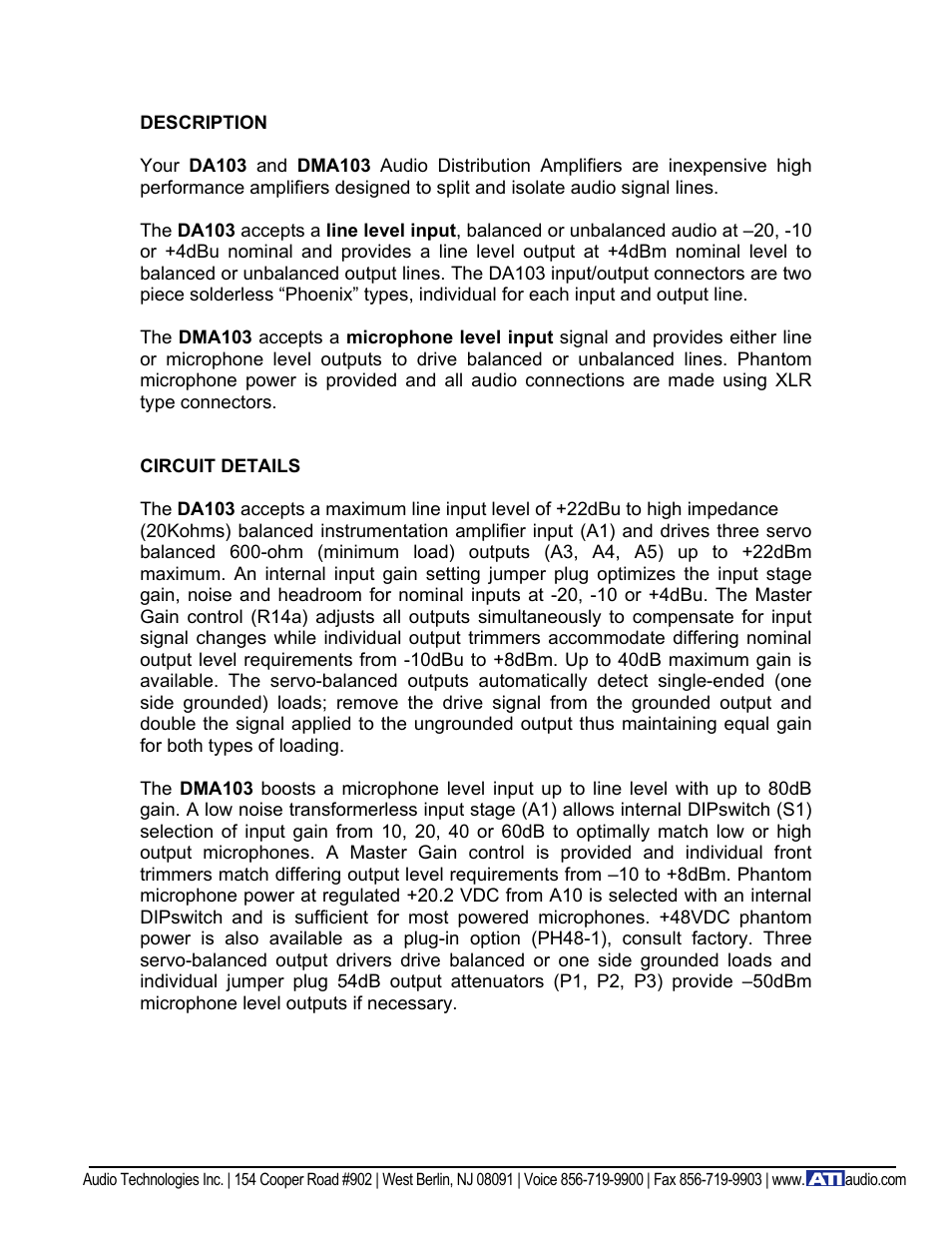 ATI Audio DA103 User Manual | Page 2 / 7