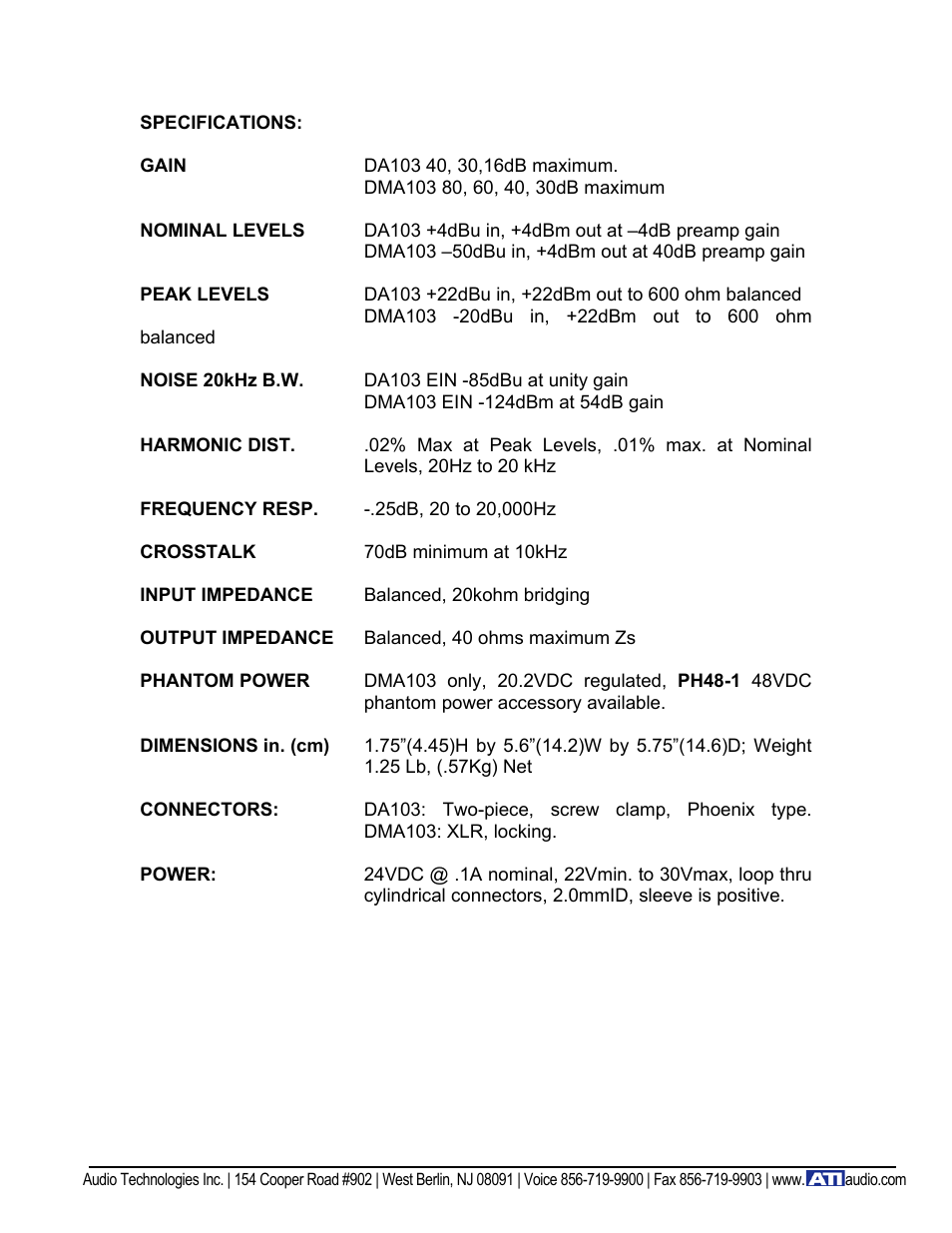 ATI Audio DA103 User Manual | Page 6 / 7