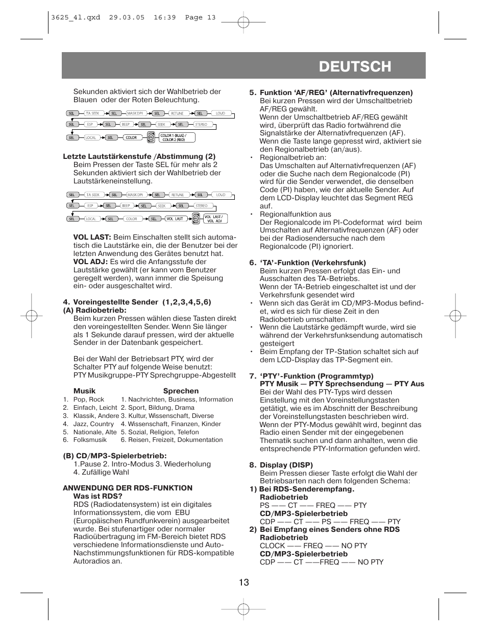 Deutsch | Vitek VT-3625 User Manual | Page 13 / 28