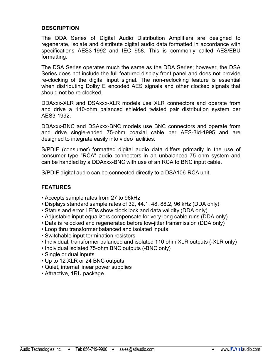 ATI Audio DDA124-BNC User Manual | Page 2 / 8