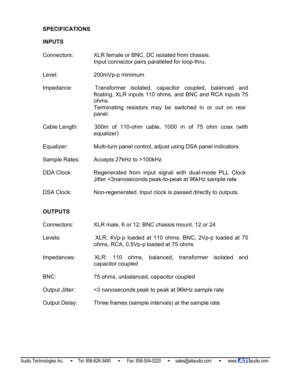 ATI Audio DDA124-BNC User Manual | Page 7 / 8