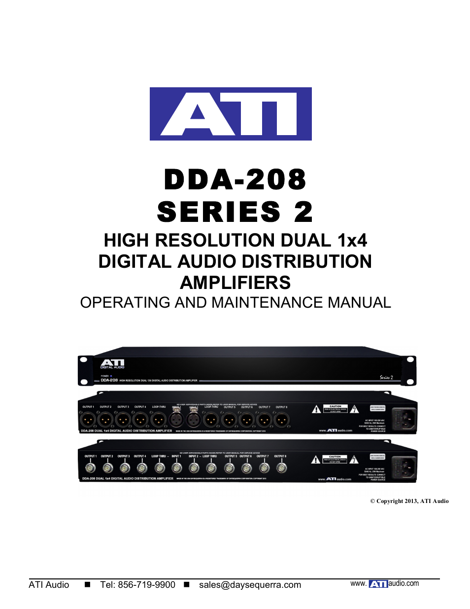 ATI Audio DDA208-BNC User Manual | 7 pages