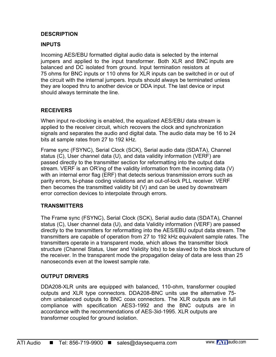 ATI Audio DDA208-BNC User Manual | Page 3 / 7