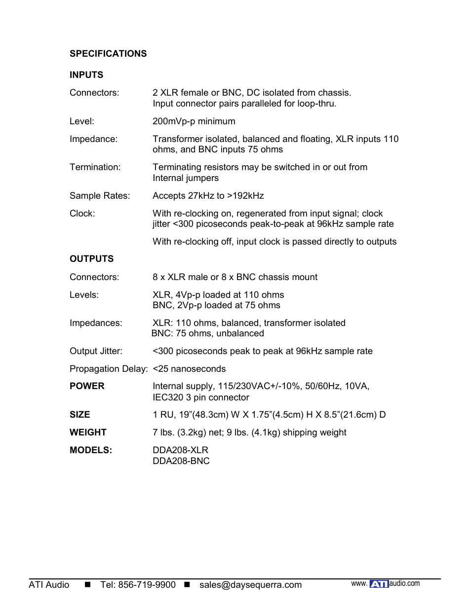 ATI Audio DDA208-BNC User Manual | Page 5 / 7