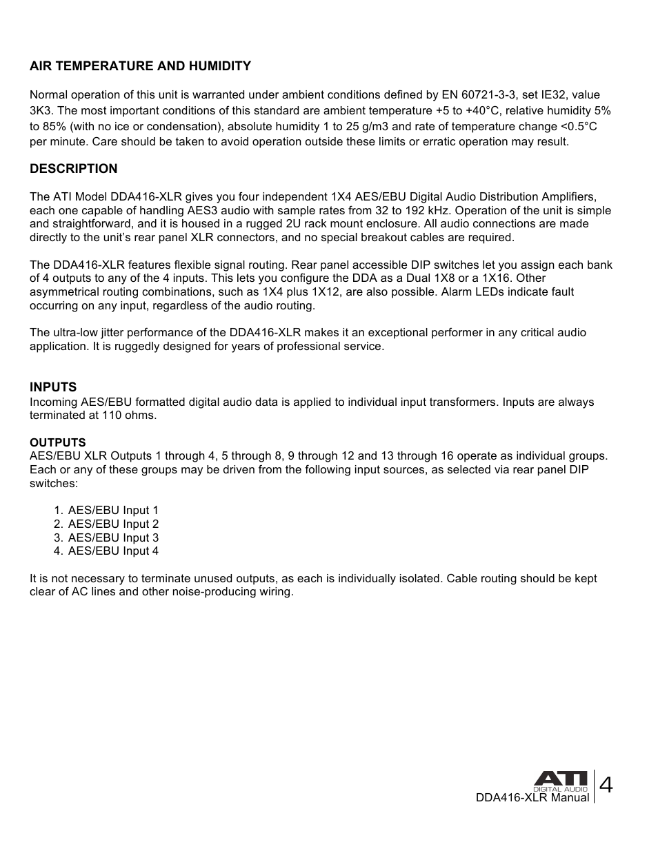 ATI Audio DDA416-XLR User Manual | Page 4 / 9